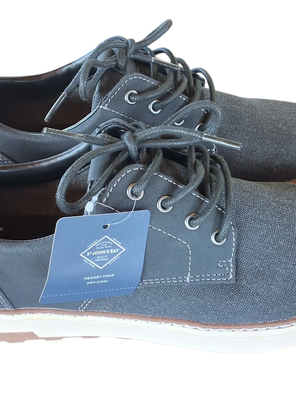 St. John's Bay Men's Black Canvas Boat Shoes Sz 9.5 NWT
